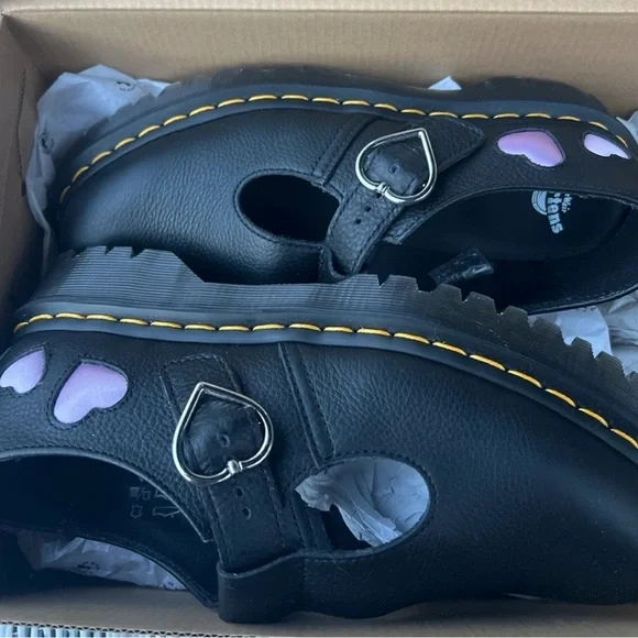 Dr. Martens Black Polley Heart Shoes - Picture 2 of 4